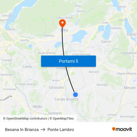 Besana In Brianza to Ponte Lambro map