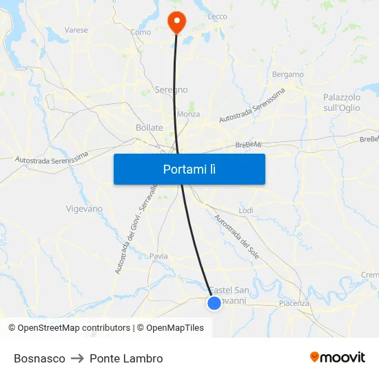 Bosnasco to Ponte Lambro map