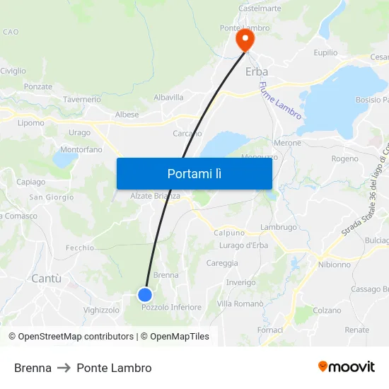 Brenna to Ponte Lambro map