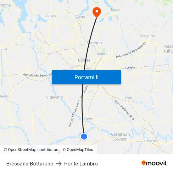 Bressana Bottarone to Ponte Lambro map