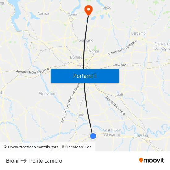 Broni to Ponte Lambro map