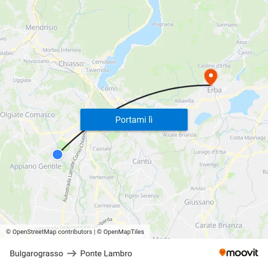 Bulgarograsso to Ponte Lambro map