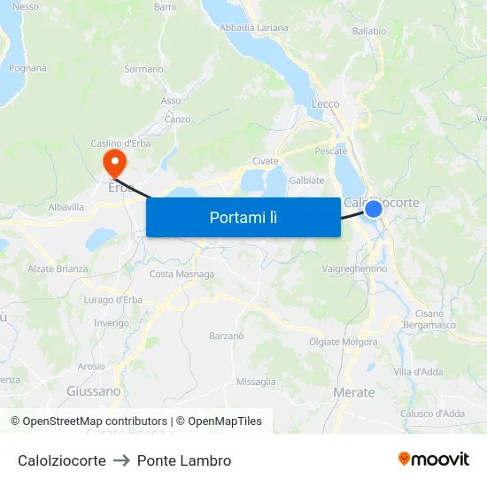 Calolziocorte to Ponte Lambro map
