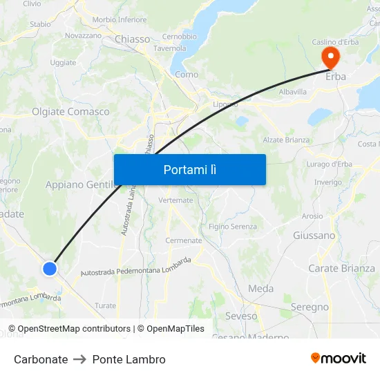 Carbonate to Ponte Lambro map