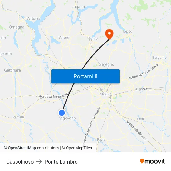 Cassolnovo to Ponte Lambro map