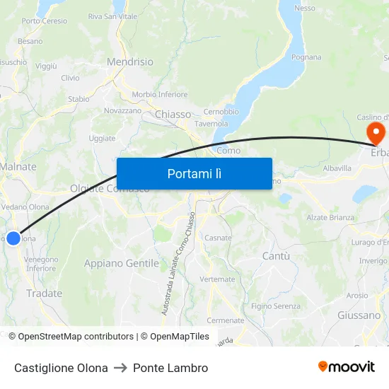 Castiglione Olona to Ponte Lambro map
