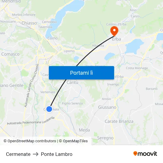 Cermenate to Ponte Lambro map
