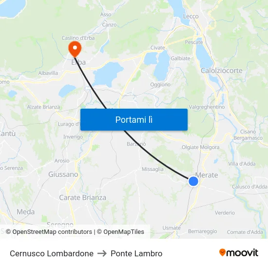 Cernusco Lombardone to Ponte Lambro map