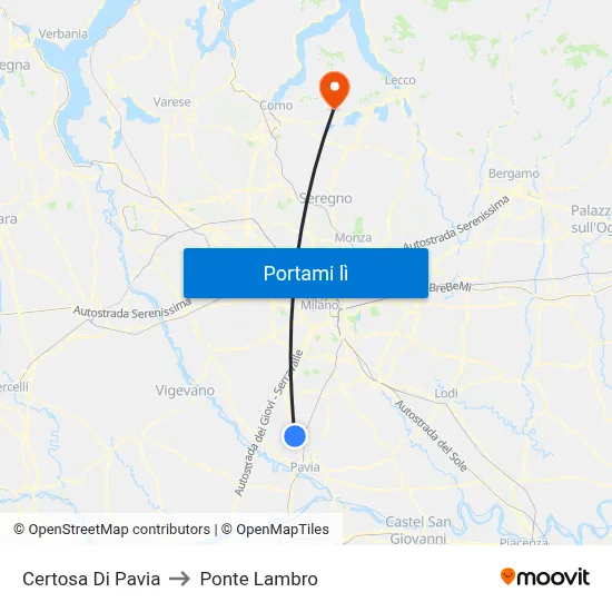 Certosa Di Pavia to Ponte Lambro map