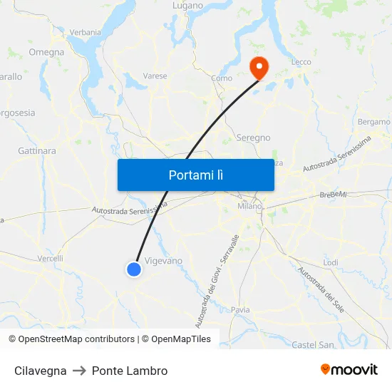 Cilavegna to Ponte Lambro map