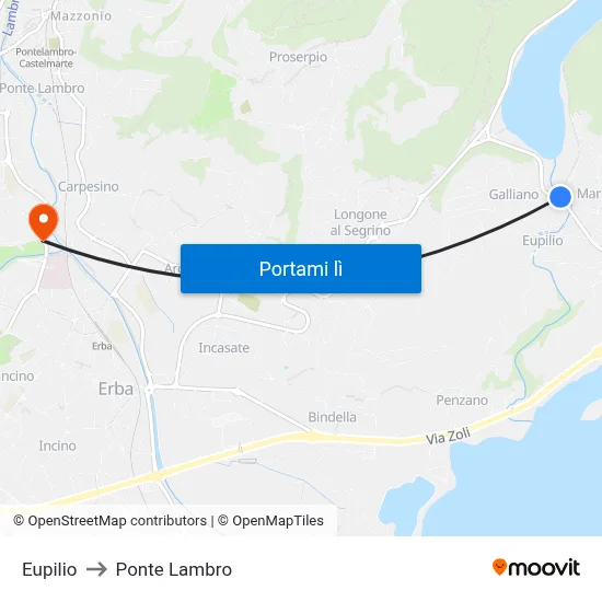 Eupilio to Ponte Lambro map