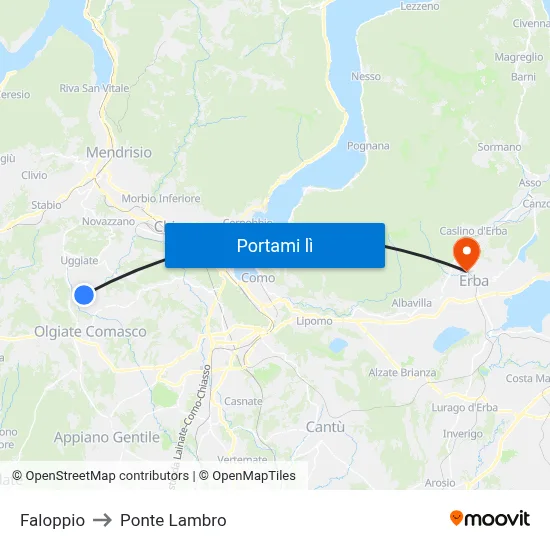 Faloppio to Ponte Lambro map