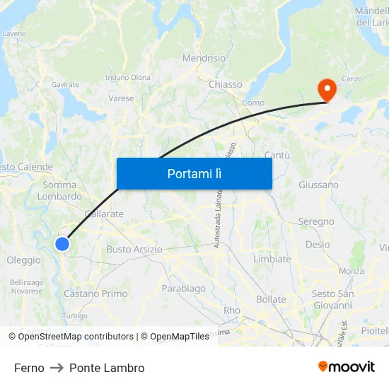 Ferno to Ponte Lambro map