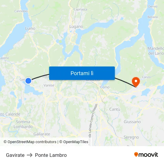 Gavirate to Ponte Lambro map