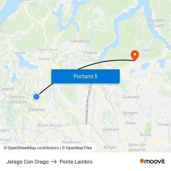 Jerago Con Orago to Ponte Lambro map