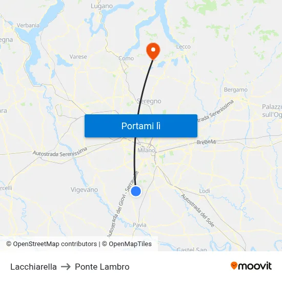 Lacchiarella to Ponte Lambro map