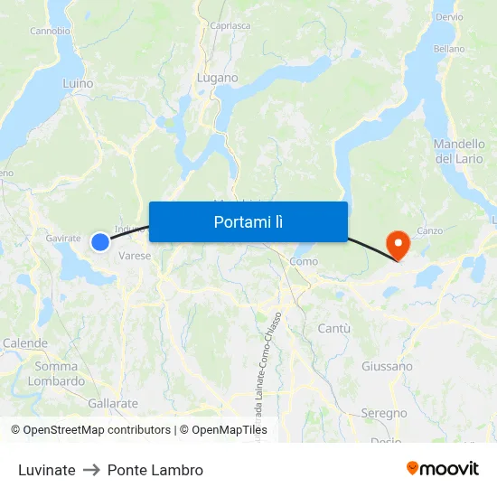 Luvinate to Ponte Lambro map