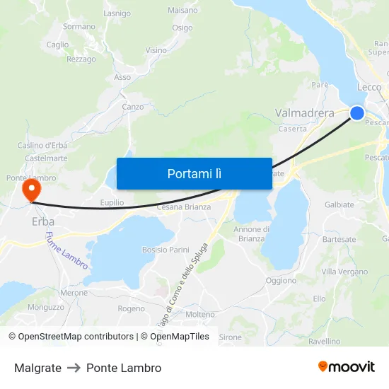 Malgrate to Ponte Lambro map