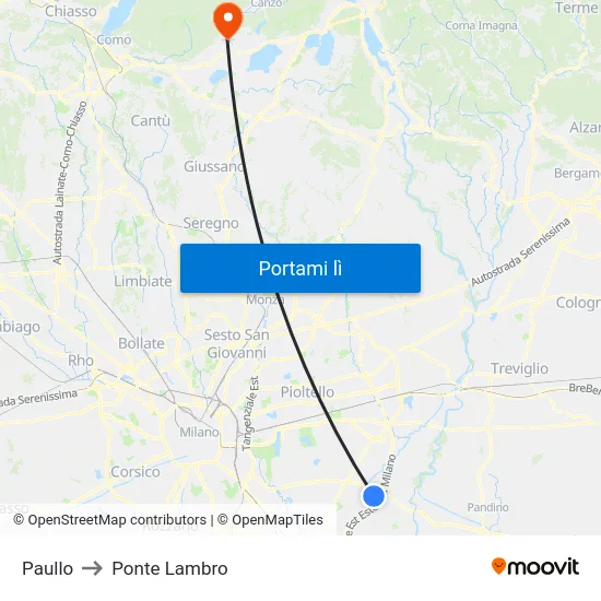 Paullo to Ponte Lambro map