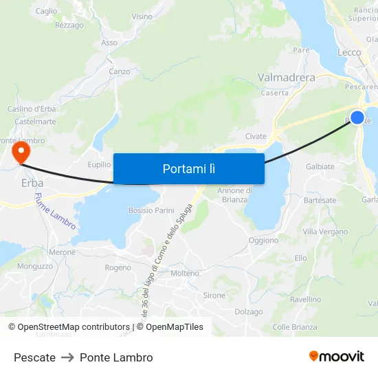 Pescate to Ponte Lambro map