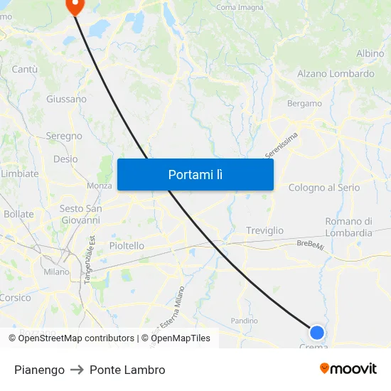 Pianengo to Ponte Lambro map