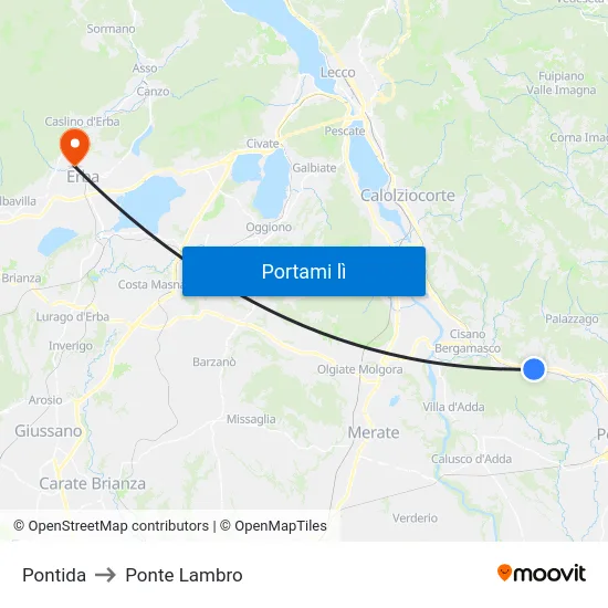 Pontida to Ponte Lambro map