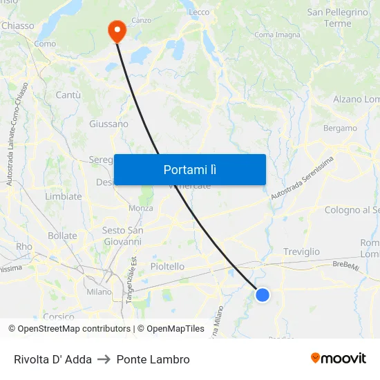 Rivolta D' Adda to Ponte Lambro map