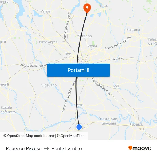 Robecco Pavese to Ponte Lambro map