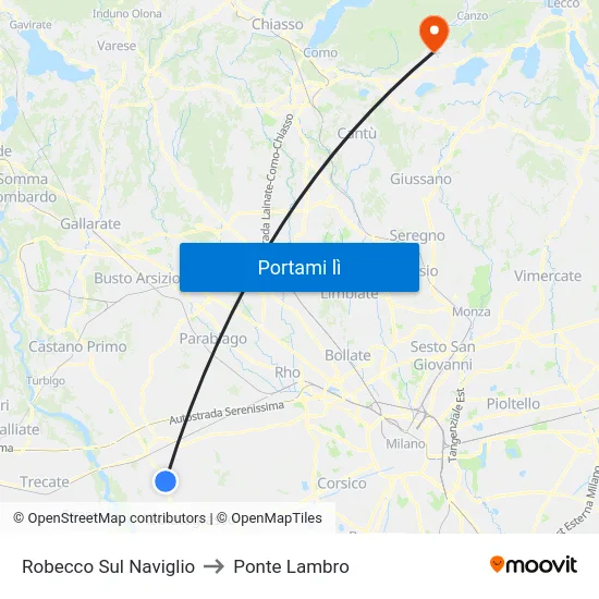 Robecco Sul Naviglio to Ponte Lambro map