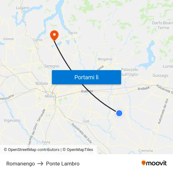 Romanengo to Ponte Lambro map