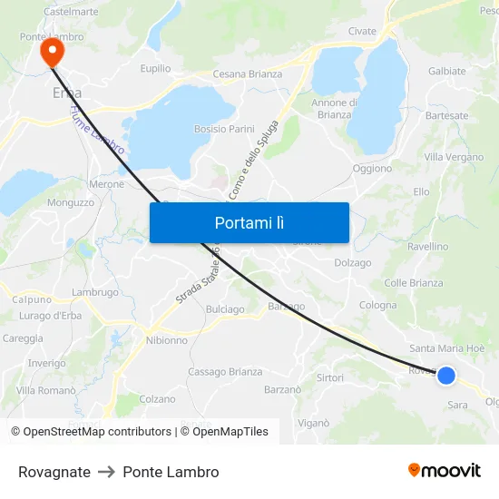 Rovagnate to Ponte Lambro map