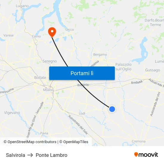 Salvirola to Ponte Lambro map