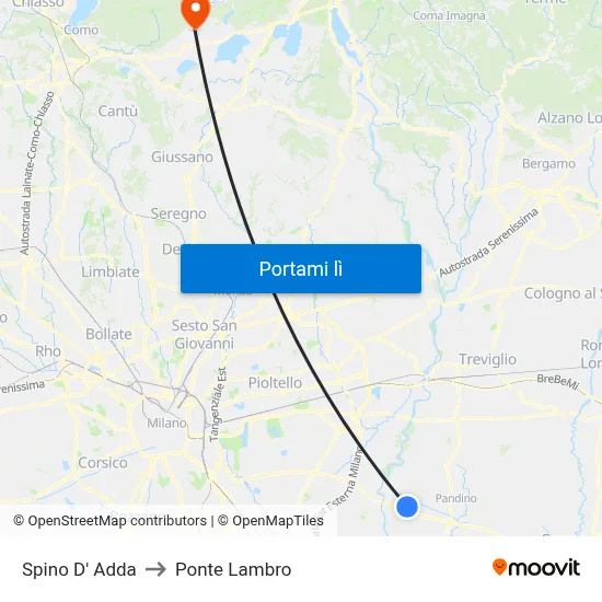 Spino D' Adda to Ponte Lambro map