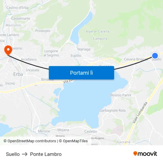 Suello to Ponte Lambro map