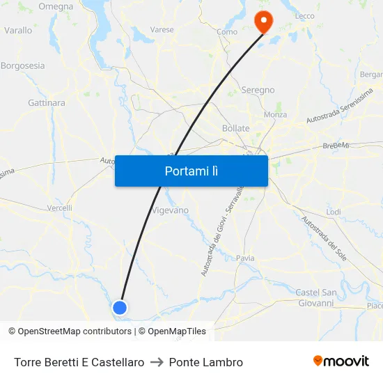 Torre Beretti E Castellaro to Ponte Lambro map