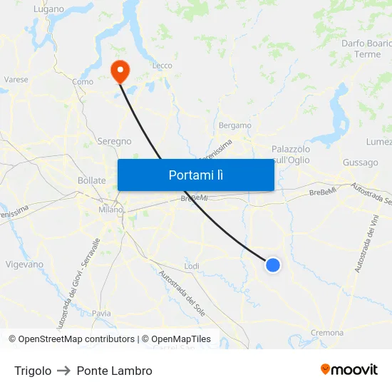 Trigolo to Ponte Lambro map