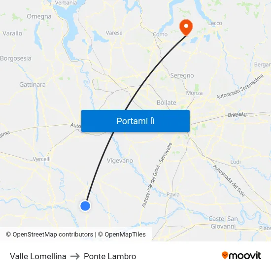 Valle Lomellina to Ponte Lambro map