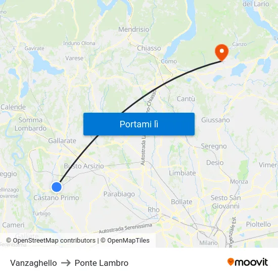 Vanzaghello to Ponte Lambro map
