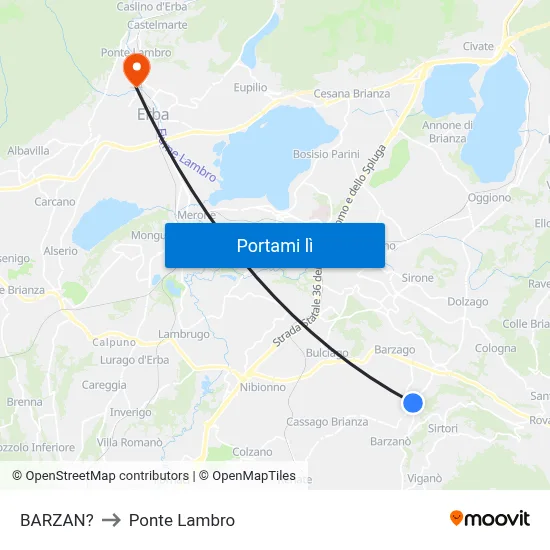 BARZAN? to Ponte Lambro map