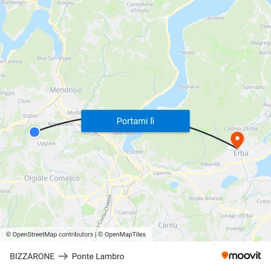 BIZZARONE to Ponte Lambro map