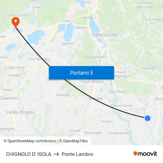 CHIGNOLO D' ISOLA to Ponte Lambro map