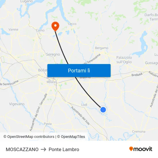 MOSCAZZANO to Ponte Lambro map