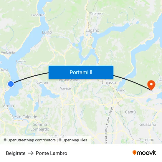 Belgirate to Ponte Lambro map