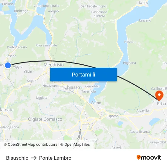 Bisuschio to Ponte Lambro map