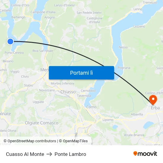 Cuasso Al Monte to Ponte Lambro map