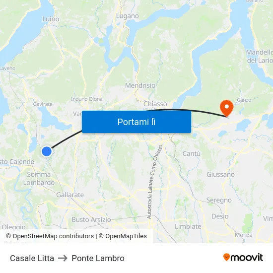 Casale Litta to Ponte Lambro map