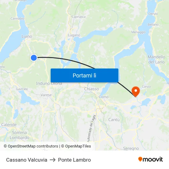 Cassano Valcuvia to Ponte Lambro map