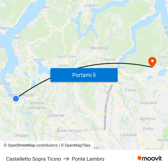 Castelletto Sopra Ticino to Ponte Lambro map