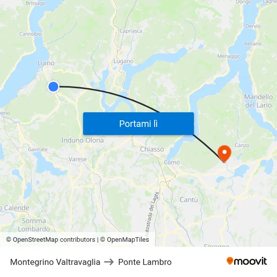 Montegrino Valtravaglia to Ponte Lambro map