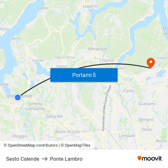 Sesto Calende to Ponte Lambro map